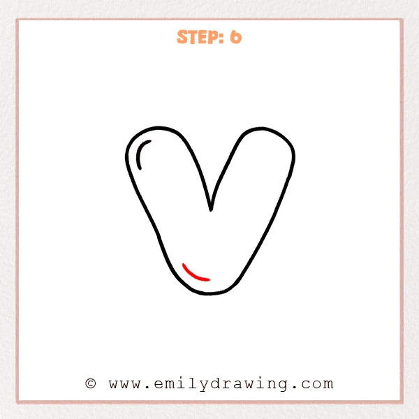 how to draw a bubble letter v - A second small highlight curve is added near the lower inside of the bubble letter V.